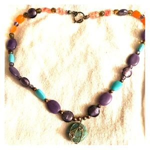 Handmade necklace w/turquoise stones